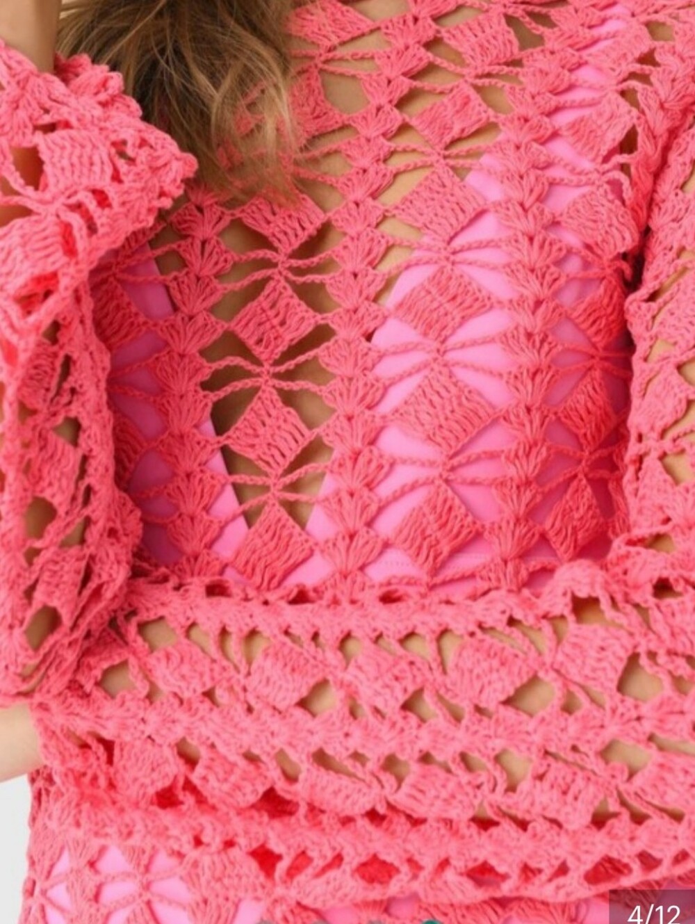Beach Riot Ariana Crochet Maxi Dress Hot Coral L NWT Cover Up Knit - Picture 10 of 15